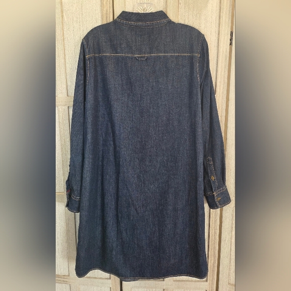 Brooks Brothers Womens Red Fleece Denim Shirt Dress Size 12 100% Cotton - Picture 2 of 12
